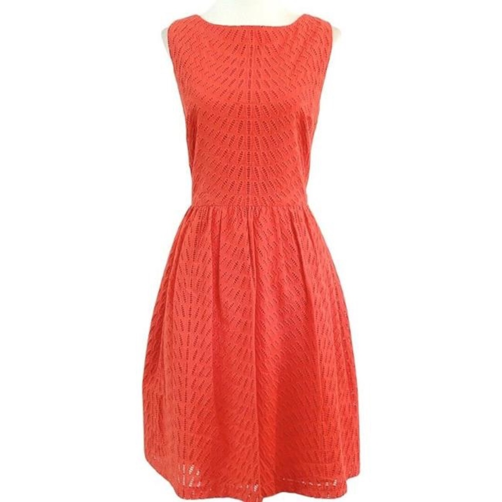 Trina Turk / orange eyelet midi dress 8